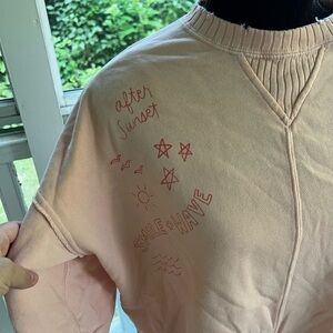 Aerie Crew Neck Sweater “After Sunset Smile + Wave” Soft Knit Relaxed Fit